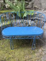Gartensitzbank / Bänkli blau - nostalgisch