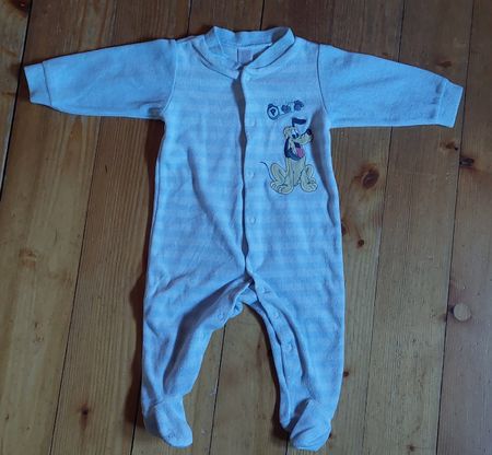 Baby Strampler Grösse 68 Pluto blau gestreift guter Zustand
