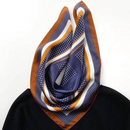 New 53cm 100% Silk Scarf, Blue Mini Dots Blue Silk Scarf