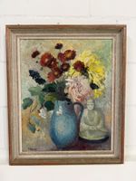 Stillleben mit Blumen Ölgemälde signiert P. Heller gerahmt