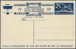 1928 - Pro Patria - Bundesfeierkarten - Flugpost - Entwertet