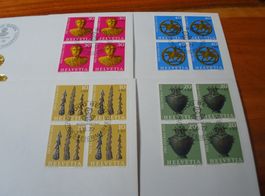 Set Pro Patria 1972, FDC Satz, Einzel + 4erblocks, 9 Belege