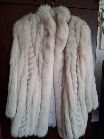 Elegante Echt Silberfuchspelz Jacke/Mantel, Grösse 38,