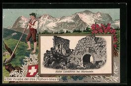 Präge-AK Mariastein, Ruine Landskron un