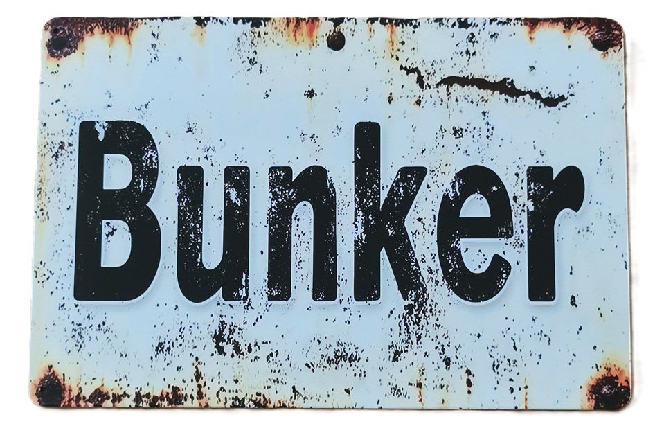 Schilder: BUNKER - Blechschild  (neu/OVP) – Neu und originalverpackt aus Wilen b. Wollerau von morethanmusic