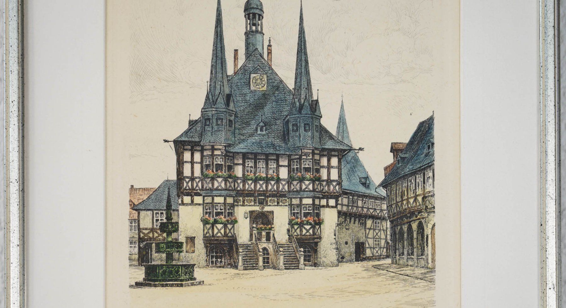 Foto & Immagini: Gerahmte Farbradierung "Rathaus Wernigerode", sign. Brückner – Usato da Dietikon venduto da zajactb 2