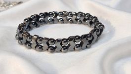 Bracciale elastico in ematite nero design a zigzag