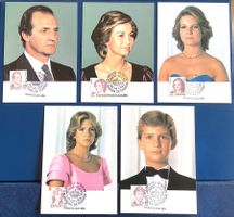 1984 Spanien Königliche Familie Maximumkarten Satz aus Block