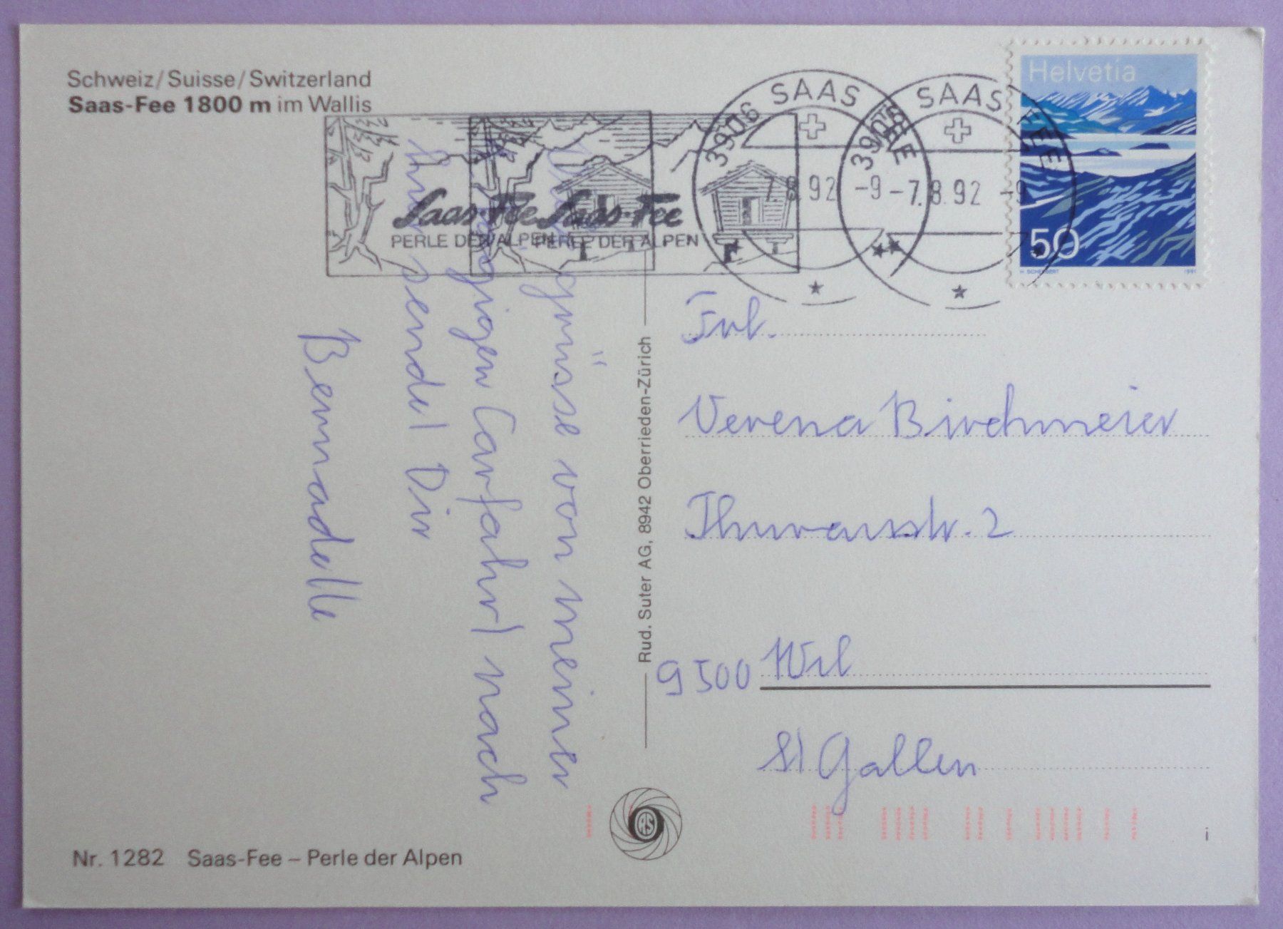 Cartoline postali: Saas-Fee 1800 m – Usato da Fétigny venduto da Billy2miny 1