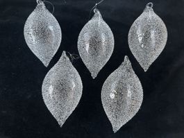 6x Glas Weihnachtsbaumkugeln Tropfenform Vintage Deko Weihna