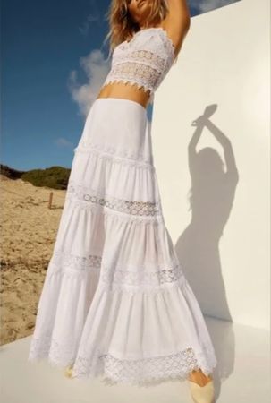 NEW Charo Ruiz Ibiza - luxury white maxi skirt, size S