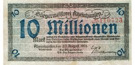 Rheinhausen 10 Mil.Mark SN rot 20.08.1923 SS++-VZ