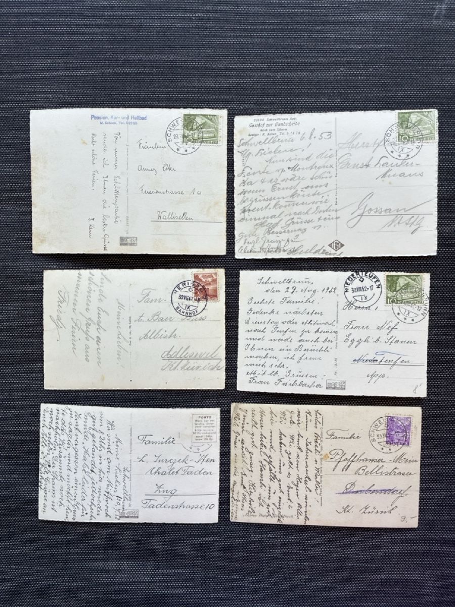 Ansichtskarten: 9 Ansichtskarten Schweiz von Schellbrunn AP – Gebraucht aus Oftringen von Cla.vD.74 1