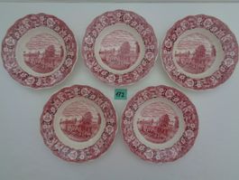 5 Suppenteller Palissy Pottery - Thames River Scenes England