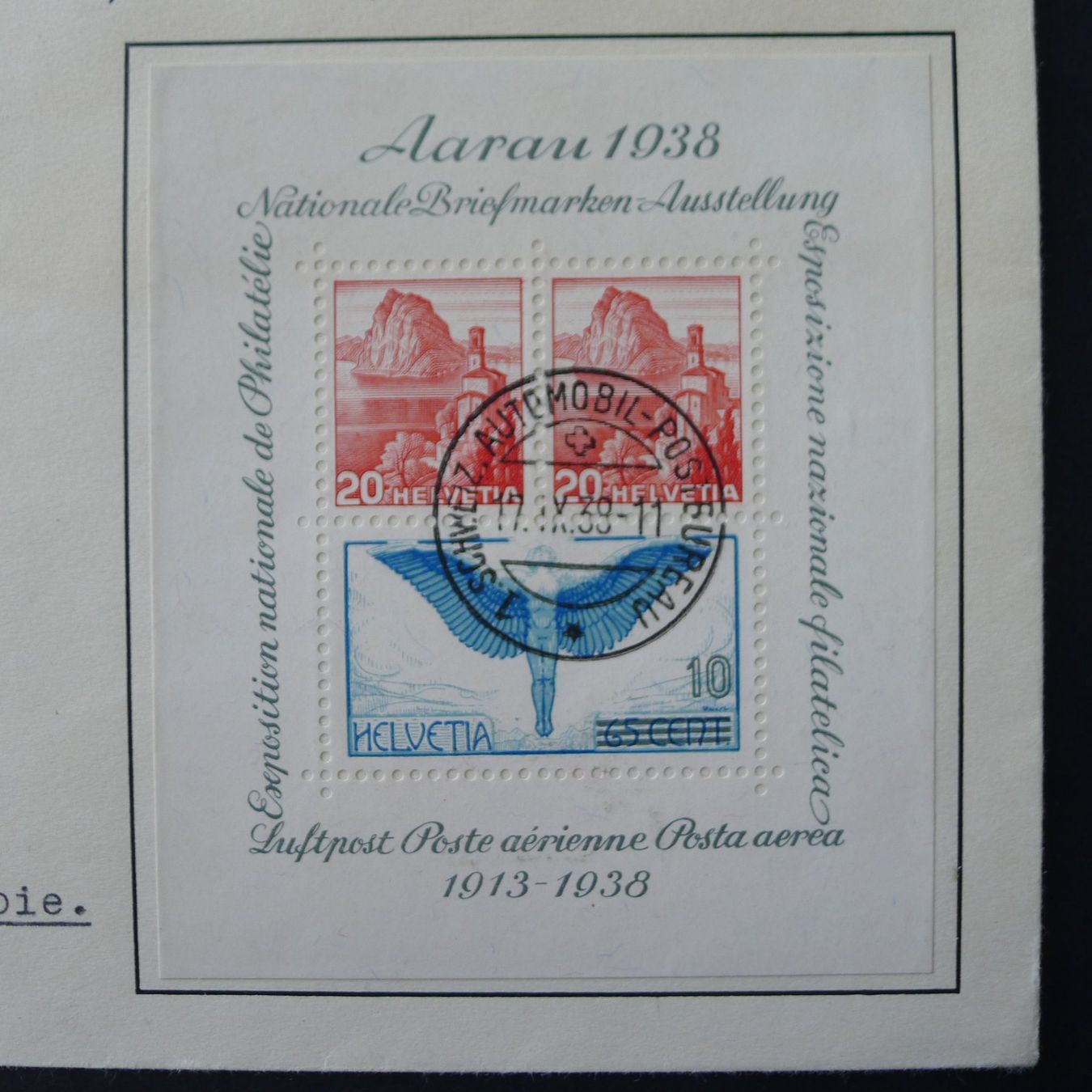 Alle Briefmarken: W11, Aarauerblock FDC 1938 nach Frankreich, Kat: 80.- – Gebraucht aus Ebikon von SilvioFreund 1