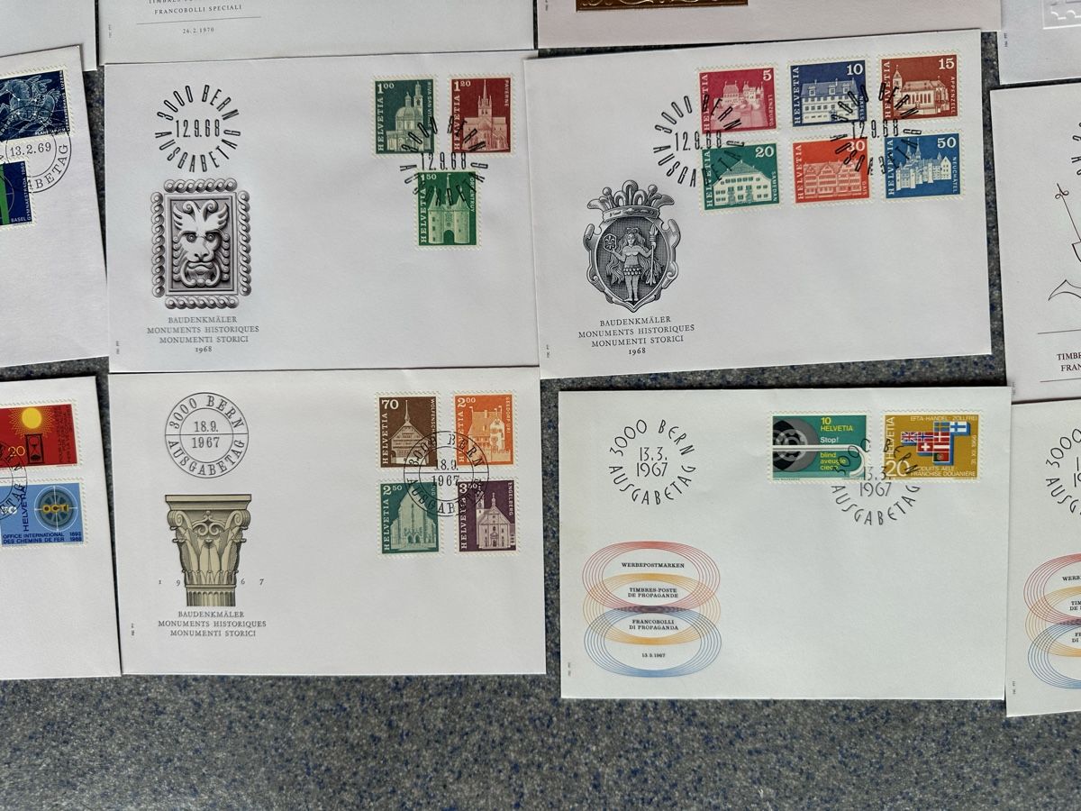 Tutti i francobolli: Schweiz - 54x FDC vom 13.3.67-11.9.75 – Usato da Schmitten / FR venduto da Samsara169 9