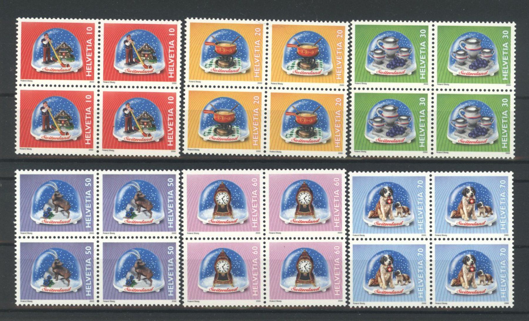 Tutti i francobolli: 2000, Dauermarken Souvenirs, Viererblöcke ** – Usato da Willisau venduto da Vollstempel