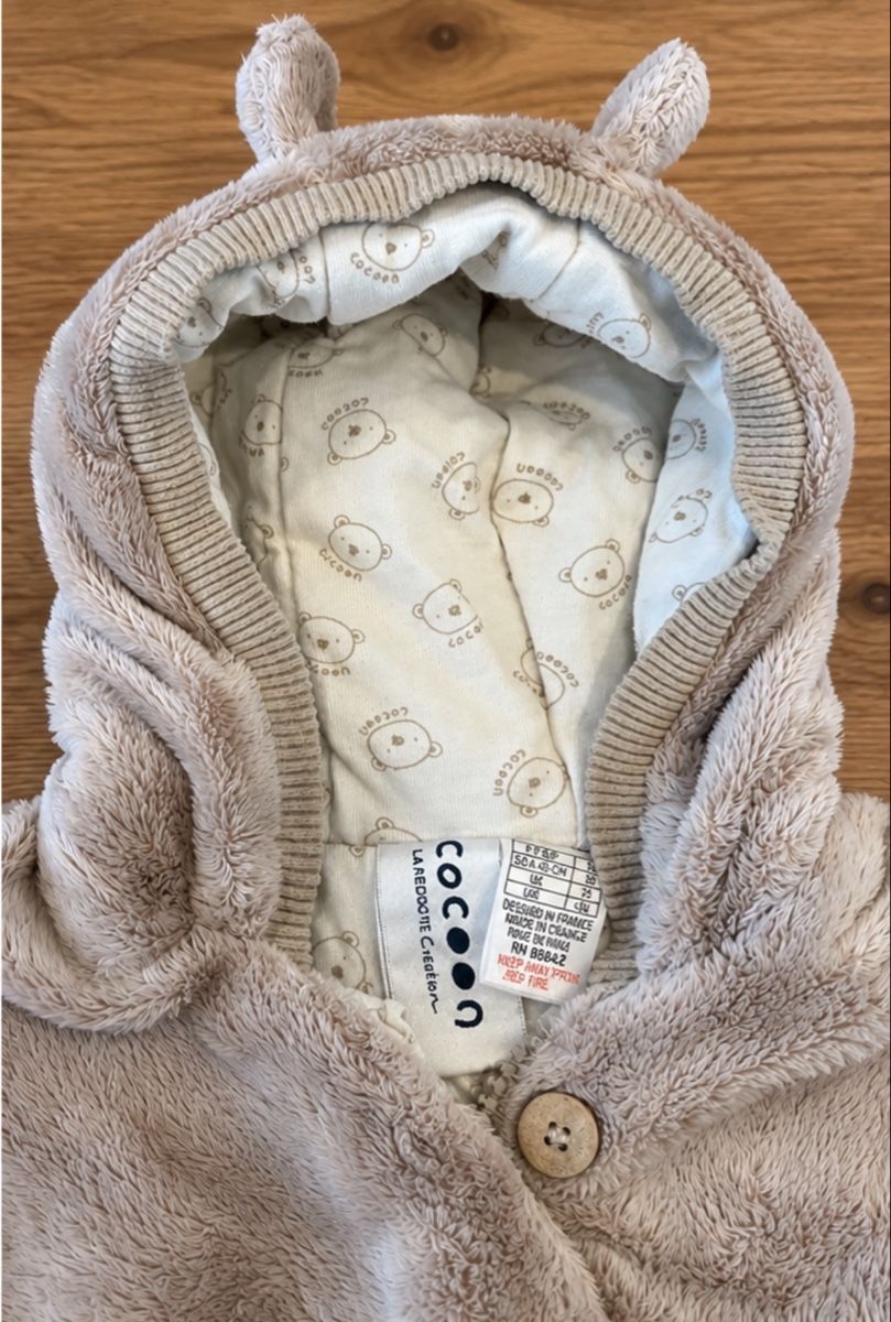 Cocoon Baby Overall Plüsch mit Kapuze hellbraun Grösse 62 (Gebraucht ...