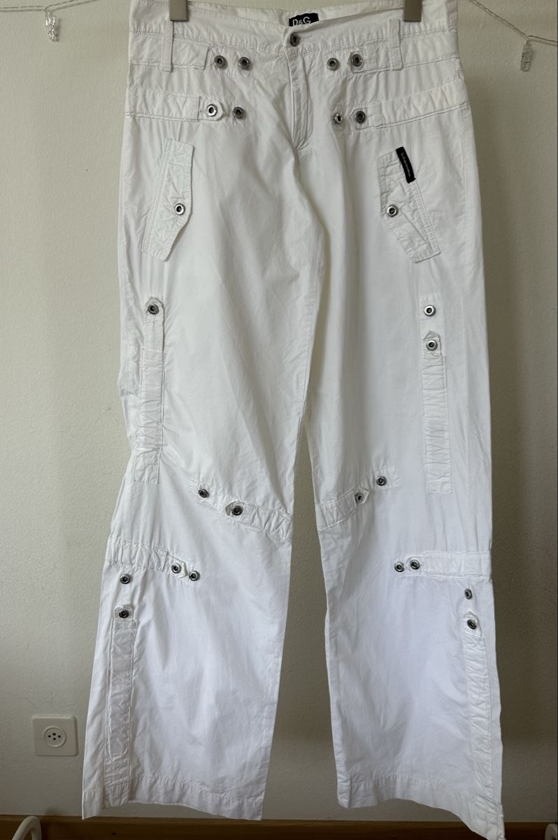 Dolce & Gabbana Pantaloni: D&G White Vintage Y2K Cargo Pants - Size Medium – Usato da Zürich venduto da megastored 9