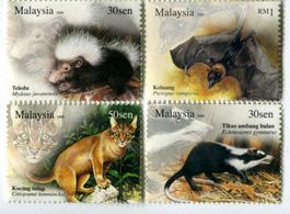 Briefmarken "Stinkdachs, Goldkatze". Malaysia.