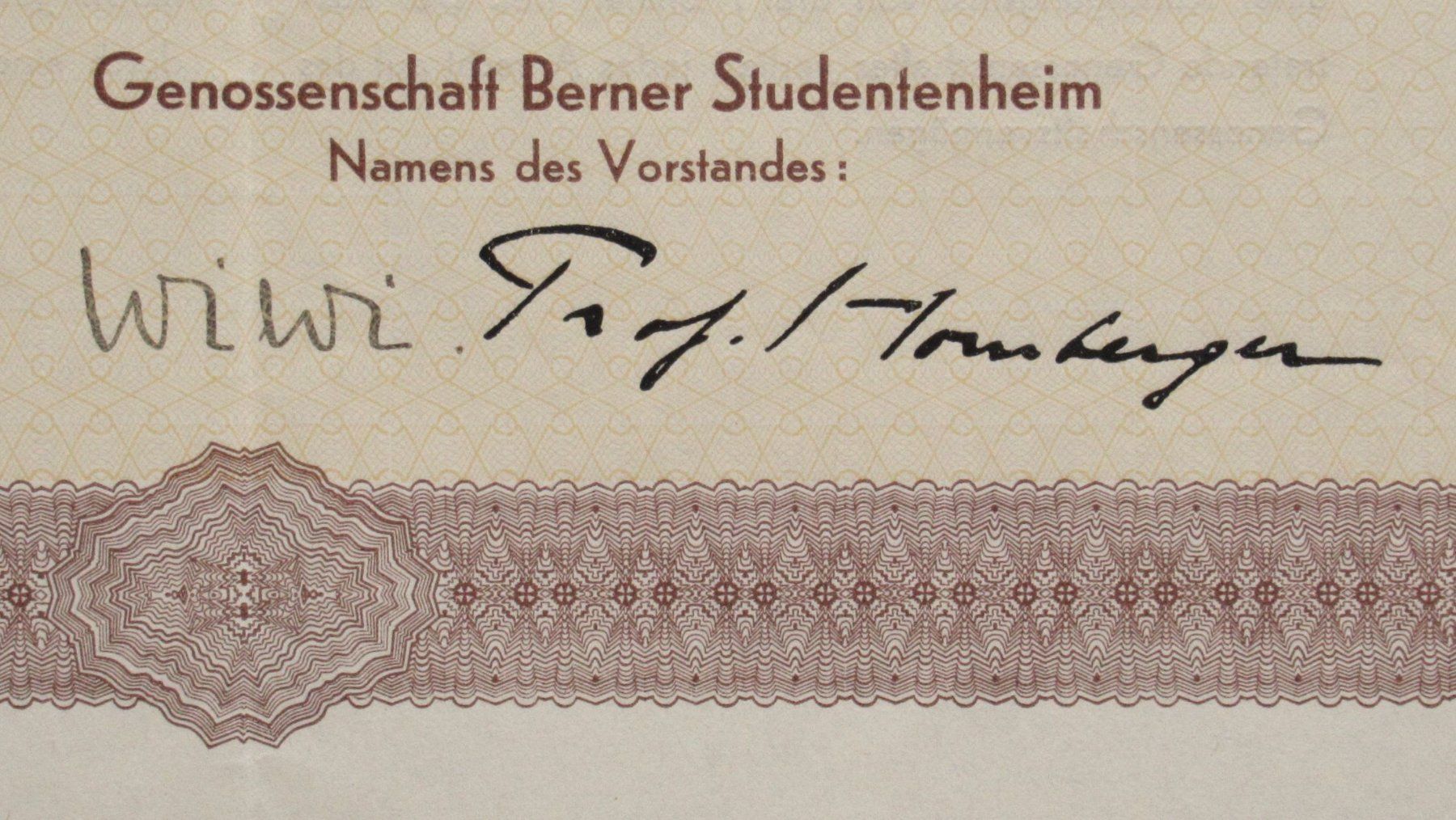 Documenti: original GENOSSESCHAFT BERNER STUDENTENHEIM Bern 1931 – Usato da Lohn-Ammannsegg venduto da rrrikko 2