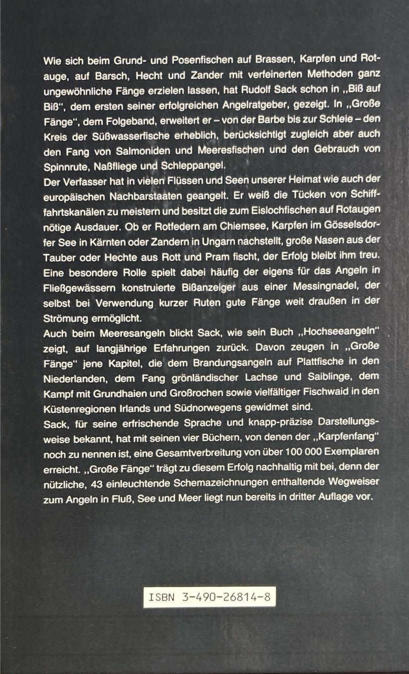 Bücher: Sack Rudolf, Grosse Fänge – Neu (gemäss Beschreibung) aus Sarnen von Livres 1