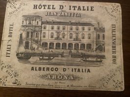Karte Hotel D'Italie Arona Lithographie, Rarität!