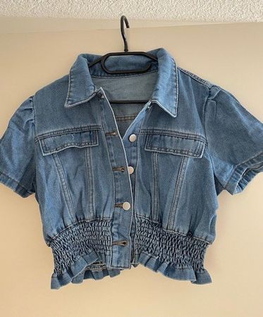 Jeans Bluse Jacke Jäckli Sommer NEU Crop Denim kurzarm sexy