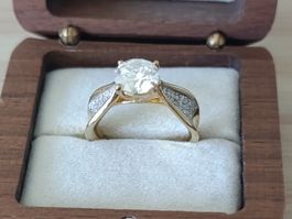 Bague Style Solitaire – Argent 925 Plaqué Or! T53