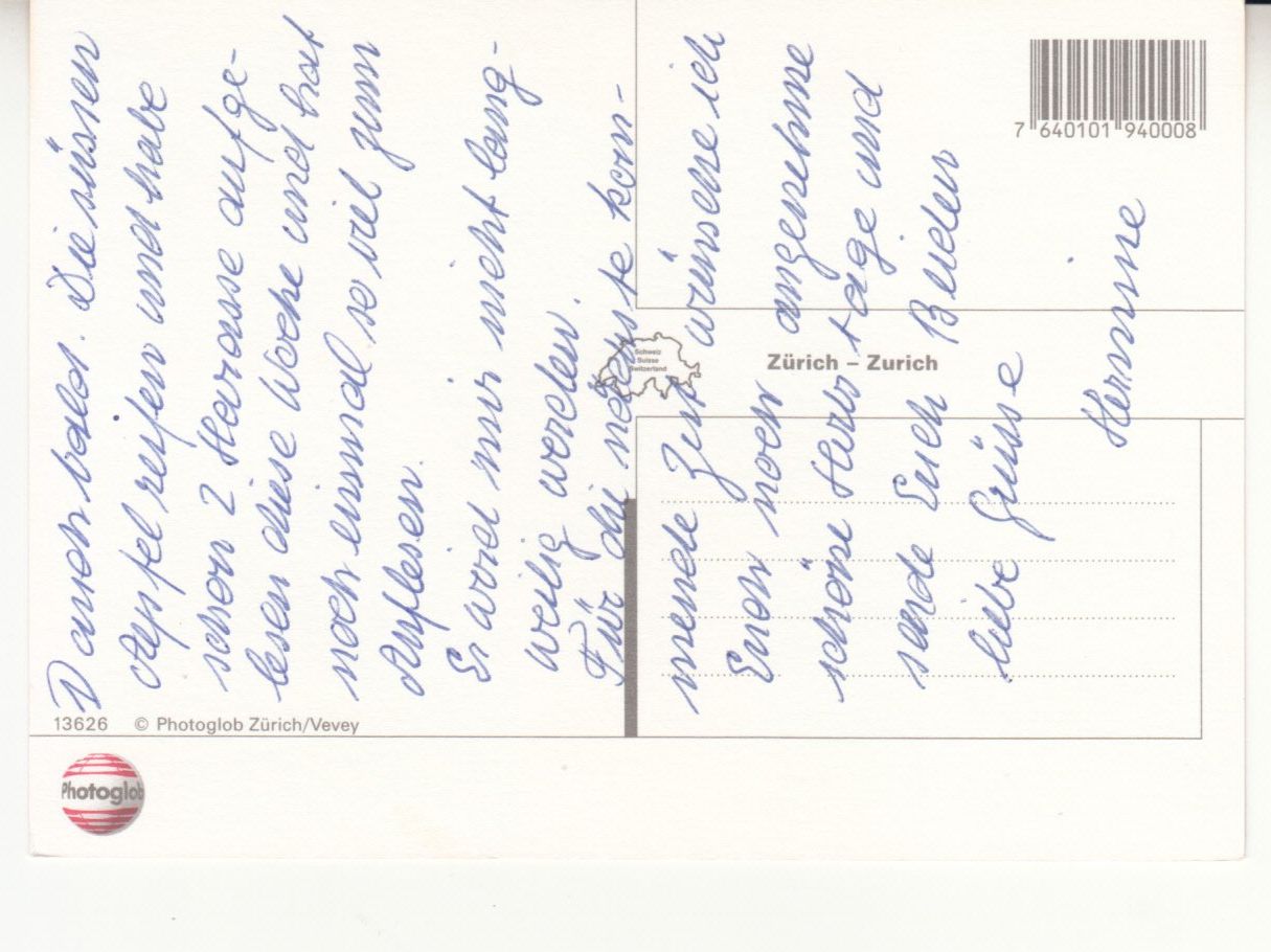 Cartoline postali: Zürich ca. 1990 – Usato da Bürglen TG venduto da StampGraf 1