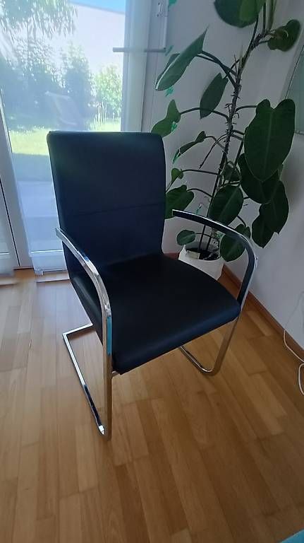 Sedie: Freischwinger-Stuhl - Leder - in Schwarz – Usato da Willisau venduto da mustanggti81 2