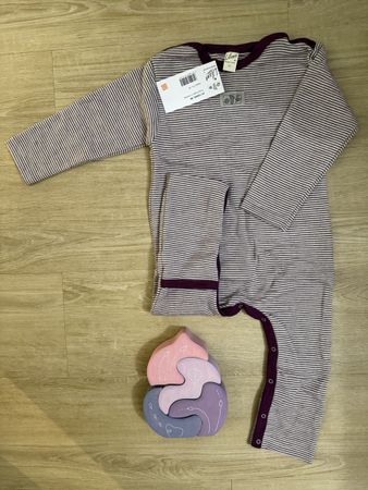 Neu Lilano Wolle/Seide Strampler mit Beinumschlag Grösse 86