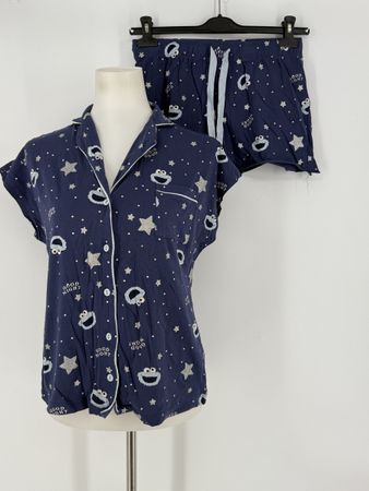 Pyjama Oberteil und Hose dunkelblau Gr. S, Sesamstrasse