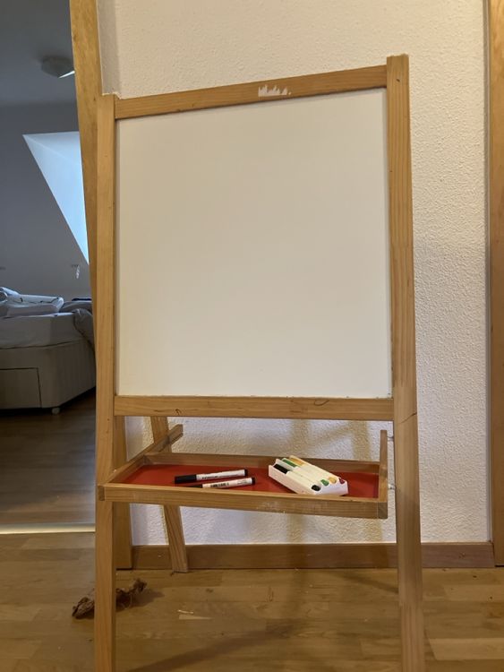 Nukdey Kids Double-Sided Art Easel | Adjustable Height Whiteboard & Blackboard | With Storage Bag