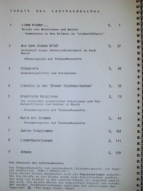 Bücher: s Lieder Köfferli Lehrhandbuch Lehrmittel Primarschule – Gebraucht aus Wil ZH von Arbolero 2