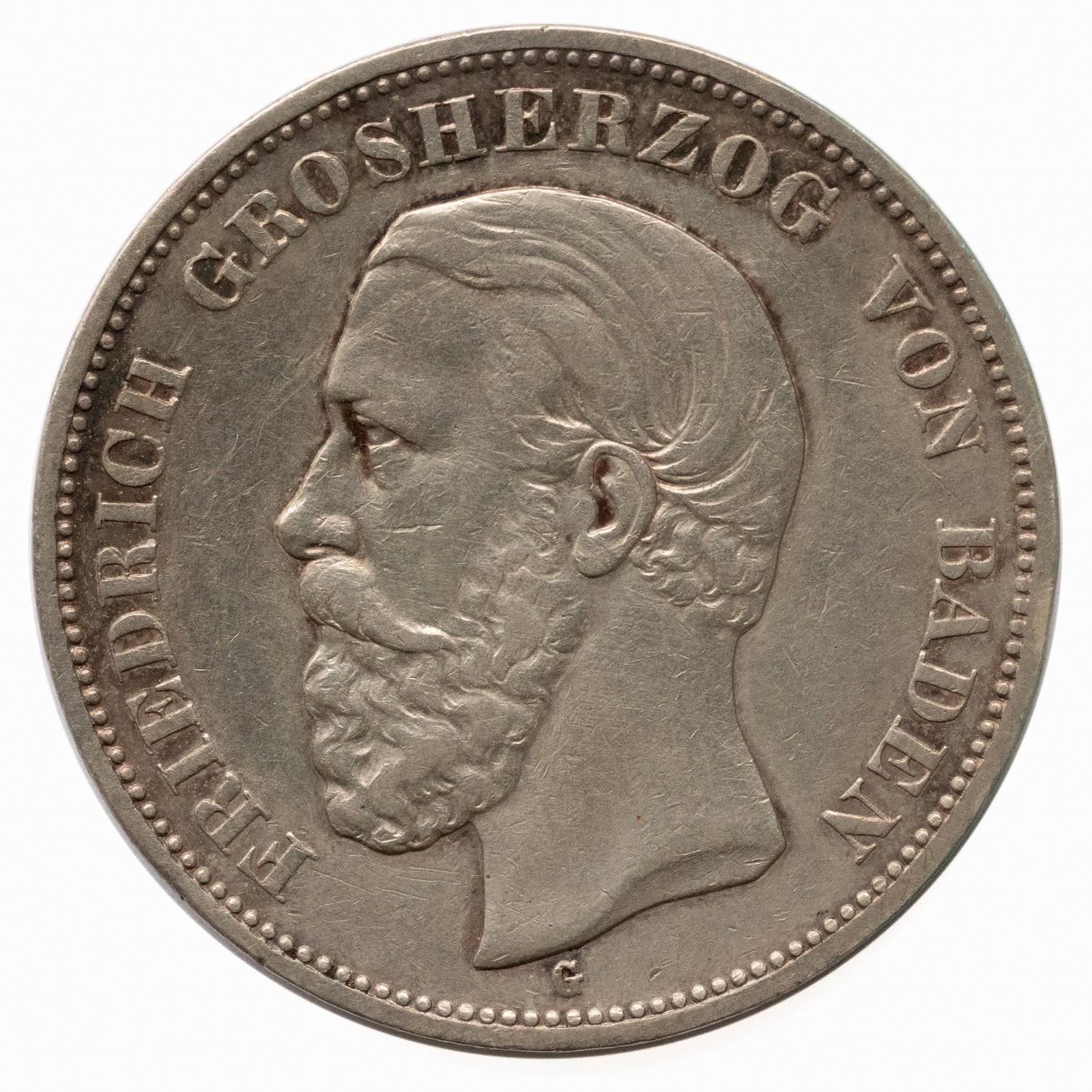 Tutti le monete: Kaiserreich, Baden 5 Mark 1900 G Silber – Usato da Rotkreuz venduto da num_6343