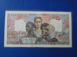 France 5000  Francs 1945, Cinq Mille, Selten, Bankfrisch