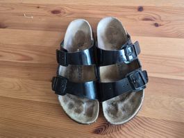 Birkenstock Arizona Sandalen schwarz Lack schmal Gr. 36