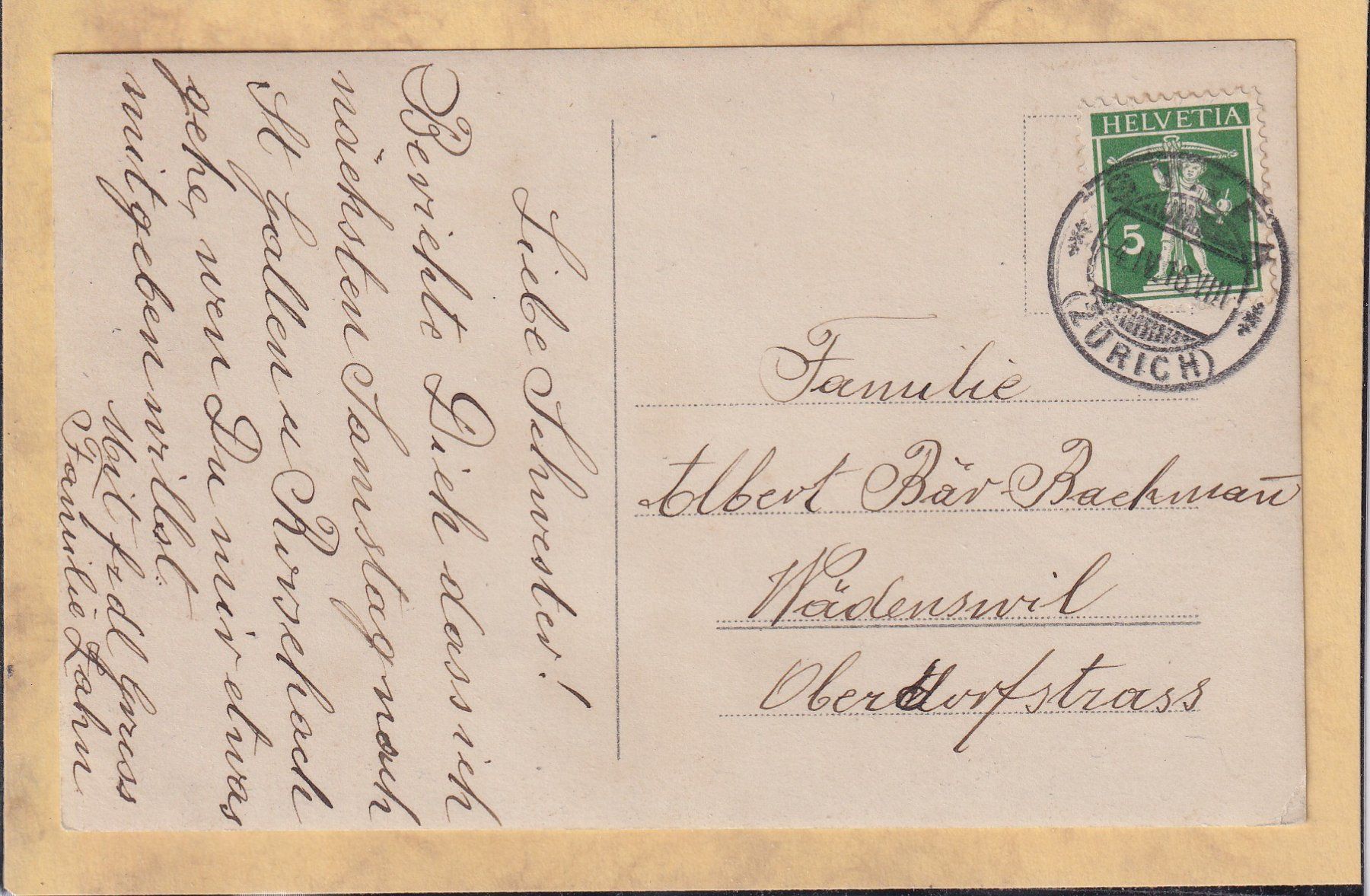 Ansichtskarten: Stäfa (ZH) - 1916 – Gebraucht aus Orvin von Pyaeschli 1