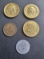 Münzsammlung: 5 seltene französische Francs, Jahrgänge