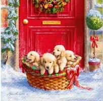 Serviette christmas puppies  (1741) 2Stk.