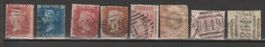 GB : timbres anciens, 8 pièces, divers états
