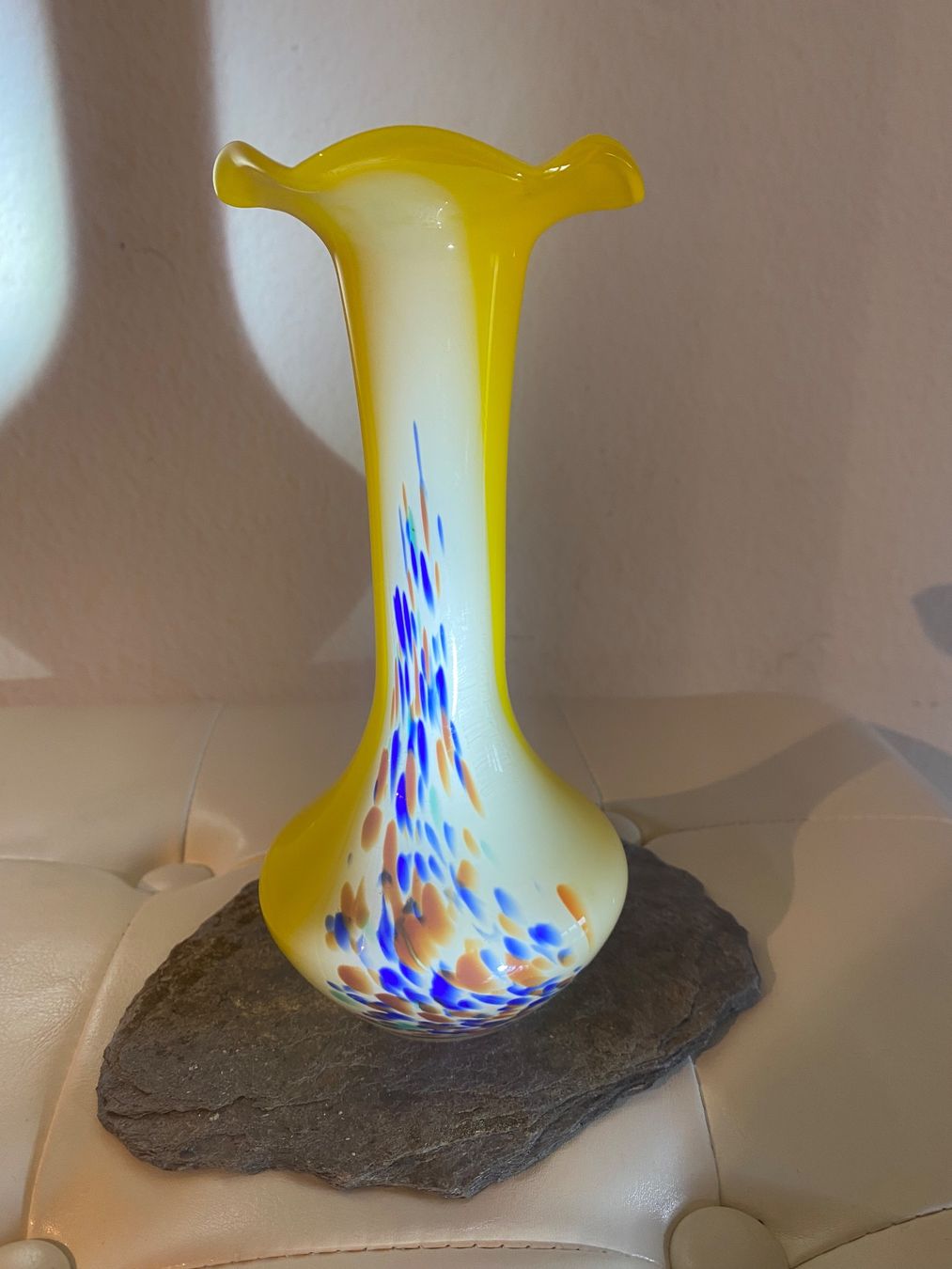 Murano Bicchieri: Gelbe Murano Glas Vase mit Farbklecksen – Nuovo (secondo la descrizione) da Männedorf venduto da Maru83 3