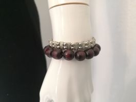 🤩BOHO-CHIC 2 ETHNO ARMBÄNDER SILBER UND HOLZ-PERLEN NEU