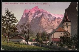 AK Grindelwald, Kirche und Wetterhorn