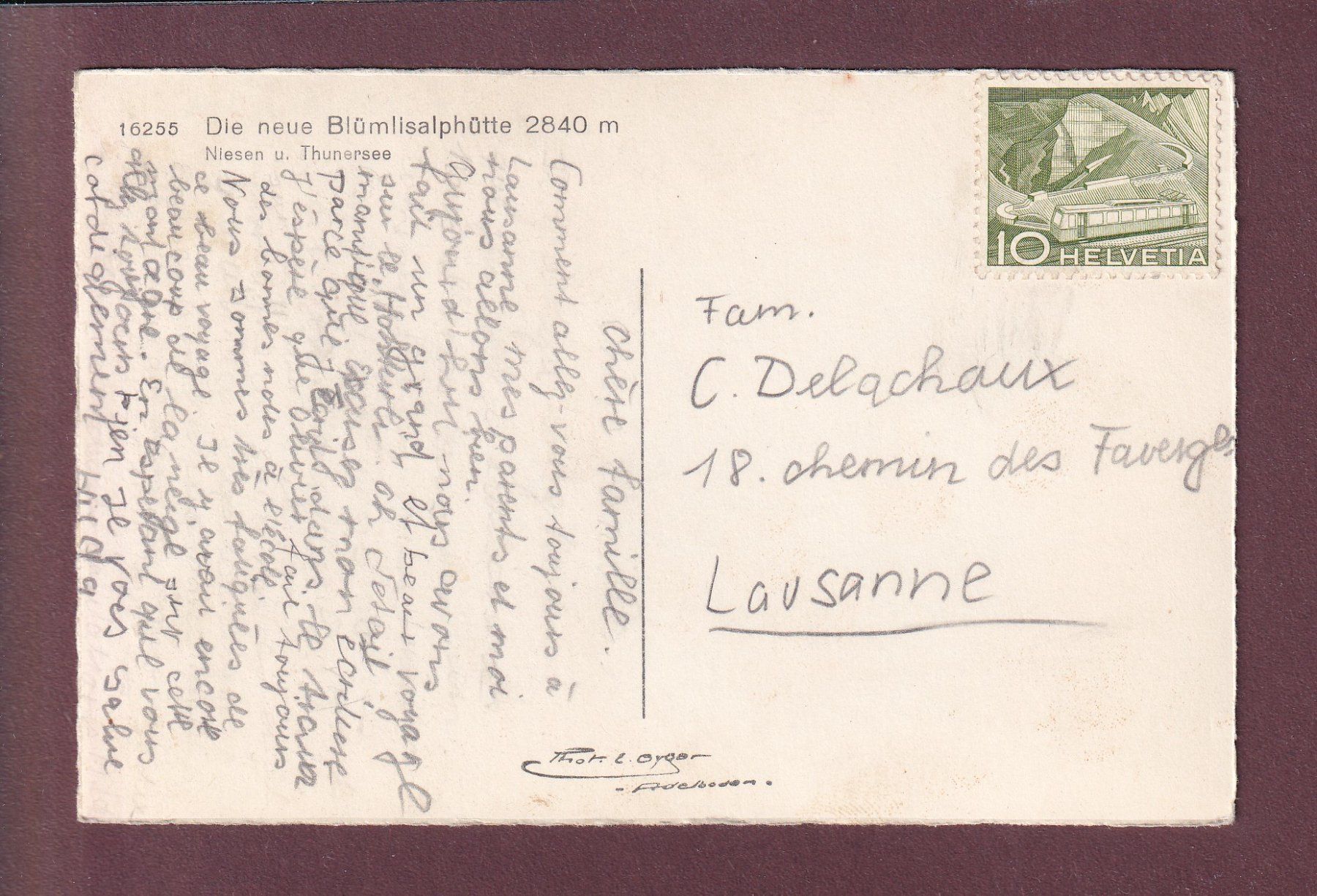 Cartoline postali: BLÜMLISALP-HÜTTE - Niesen - Thunersee – Usato da Pully venduto da nicecards 1