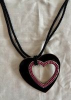 Swarovski Herz-Kette, verstellbar in Schwarz/Pink