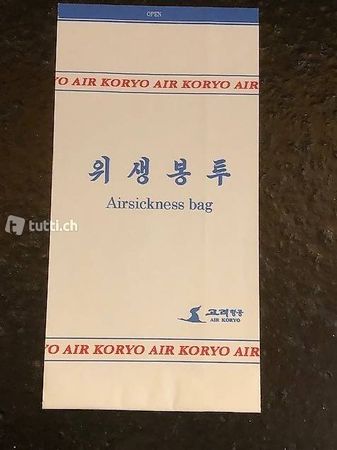 AIR KORYO (Nordkorea) Air Sickness Bag - Spuckbeutel RARITÄT