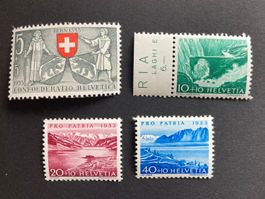 Pro Patria 1953 - unkomplette Serie ** (ZNr 61, 62, 63, 65)