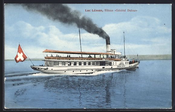 Cartoline postali: Lac Léman, Binnenschiff Général Dufou – Usato da Berlin venduto da bartko-reher